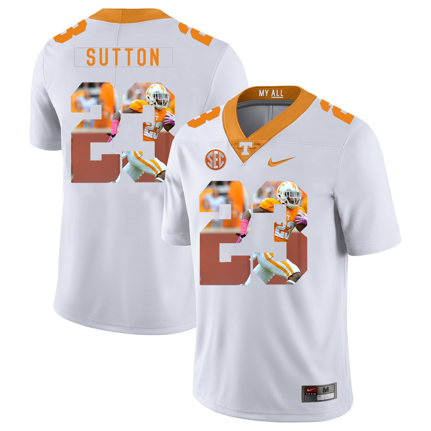 Men Tennessee Volunteers #23 Sutton White Fashion Edition Customized NCAA Jerseys->customized ncaa jersey->Custom Jersey